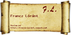 Francz Lóránt névjegykártya